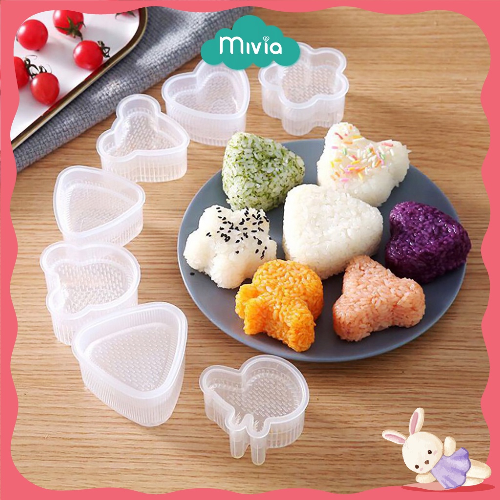 Khuôn cơm cho bé, khuôn làm cơm nắm nắm mẫu tam giác, sao ,hoa...