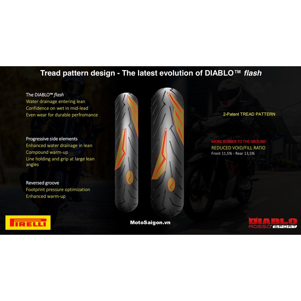 Vỏ Pirelli Diablo Rosso Sport size 14 " tay ga " " không ruột " chính hãng