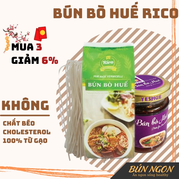 Bún Bò Huế Rico Sợi To Xuất Khẩu Nhật Bản 300g - Hỏa Tốc - Eatclean - Bún Ngon