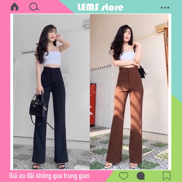 Quần ống loe cạp cao 2 khuy - Quần ống loe thời trang