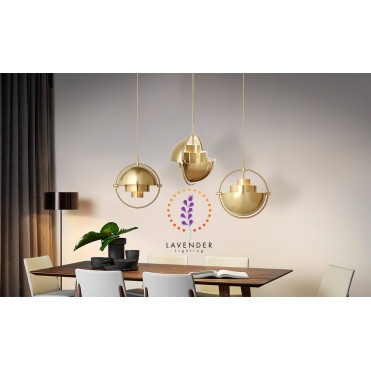 Đèn thả Bắc Âu chao sắt bán nguyệt bậc thang 3 màu TH238