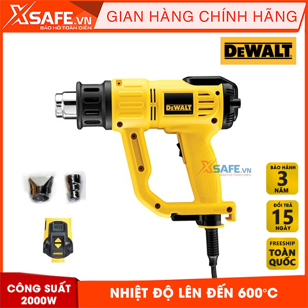 Máy khò DEWALT D26414 công suất 2000W nhiệt độ lên tới 600°C, Máy thổi hơi nóng dùng hòa tan hoặc kết dính các vật liệu