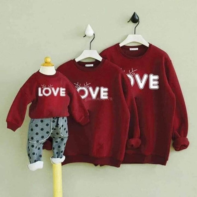 Set áo nỉ tay dài cho gia đình 3 người