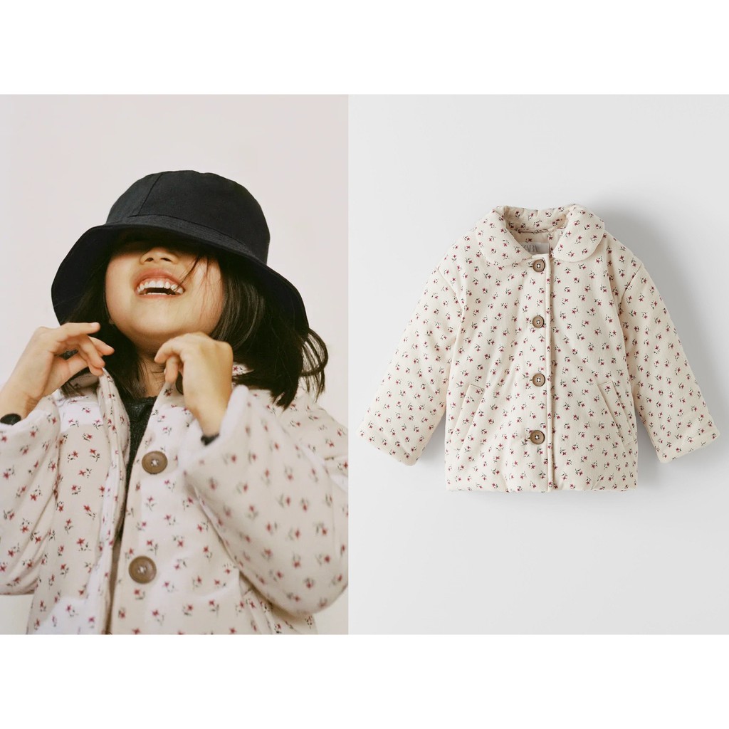 Áo khoác bé gái Zara [XUẤT DƯ XỊN] cổ bẻ họa tiết hoa nhí phong cách cổ điển 1-5 tuổi (8-19kg)