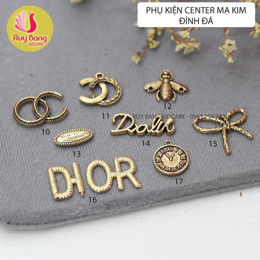 Phụ kiện charm mạ kim đính đá nguyên liệu dùng gắn bờm/cài đính đá, dây buộc tóc phong cách Hàn Quốc - link 3