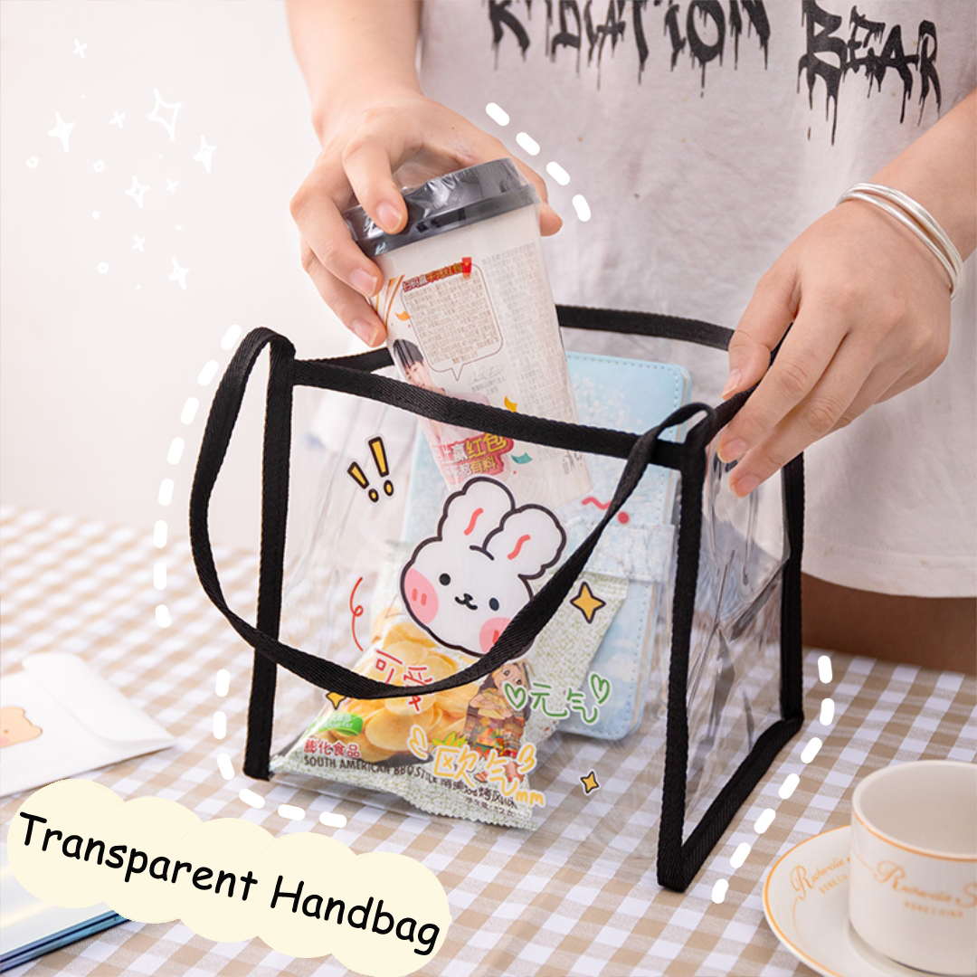 Túi xách mua sắm trong suốt họa tiết hoạt hình dễ thương phong cách Hàn Quốc cho nữ | BigBuy360 - bigbuy360.vn