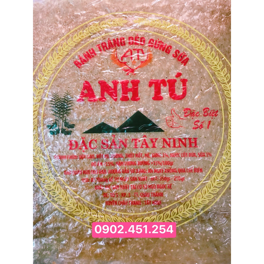 1 Xấp 350g Bánh Tráng Dẻo Gừng Anh Tú Chữ Đỏ