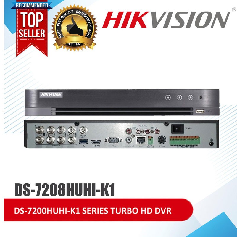 Đầu ghi 8 kênh Turbo 5MP Hikvision DS7208HUHIK1/E vỏ sát (Bảo hành 24T)