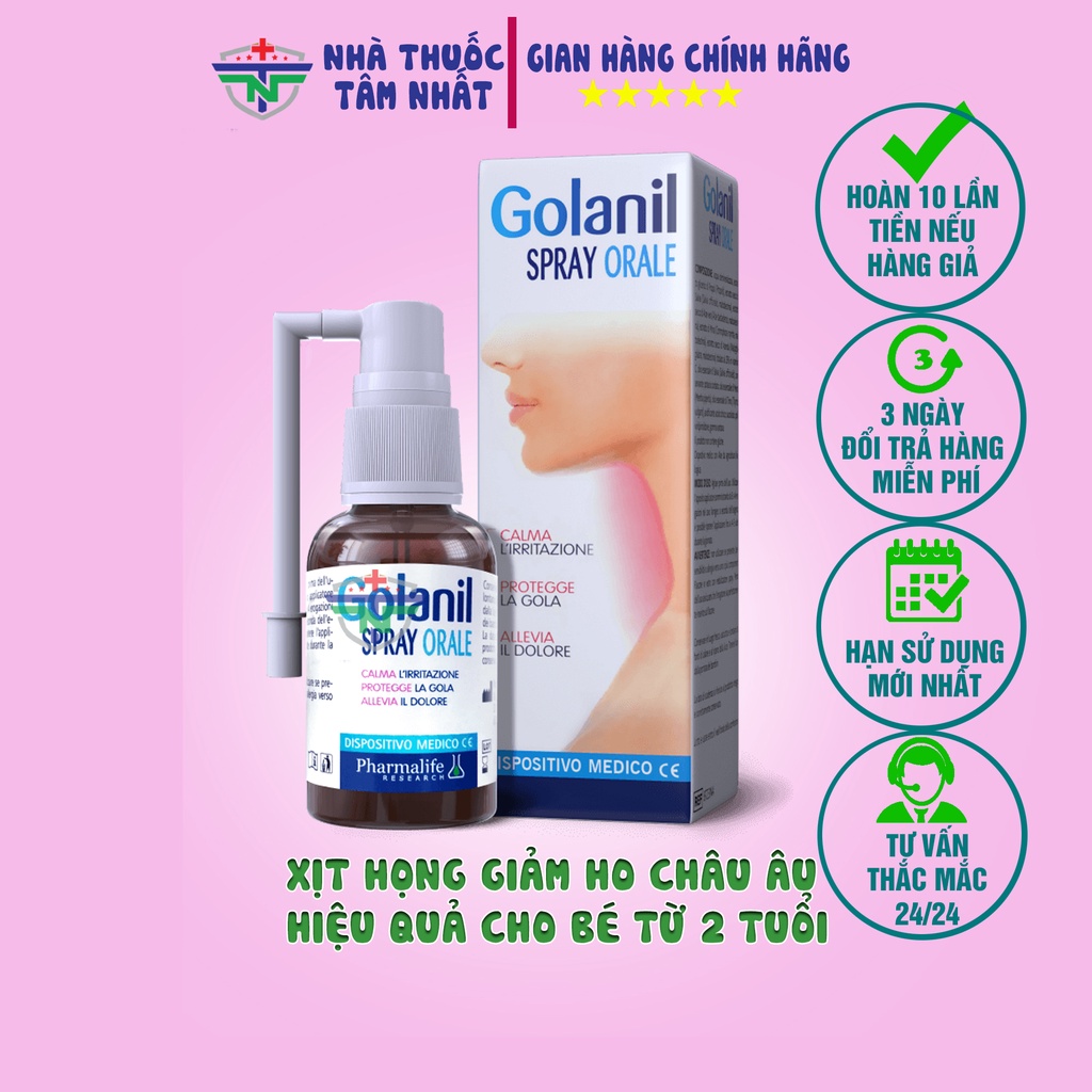 Fitobimbi Golanil spray Xịt họng kháng khuẩn Giảm ho nhanh cho người lớn, Nhà thuốc tâm nhất