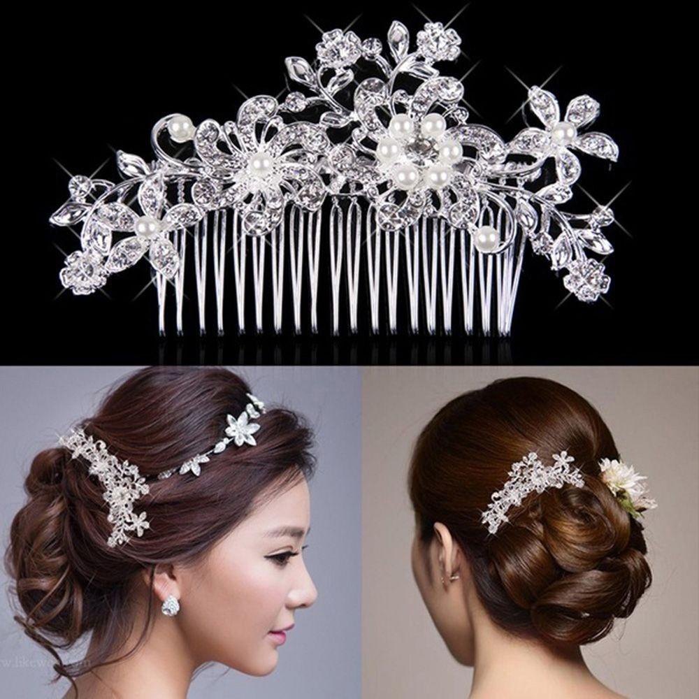 Lược Cài Tóc Hình Hoa Đính Ngọc Trai Nhân Tạo Dành Cho Cô Dâu