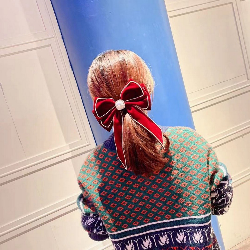 Kẹp Tóc Hình Nơ Lớn Màu Sắc Đơn Giản Phong Cách Hàn Quốc Cho Nữ