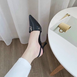 🍓 Giày Cao Gót Mũi Nhọn Phối Khoá