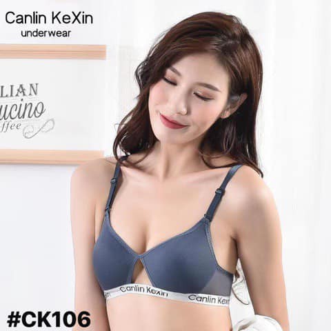Áo ngực không gọng Canlin Kexin CK106 mút bàn tay dày vừa nâng ngực phối dây lưng lưới gợi cảm