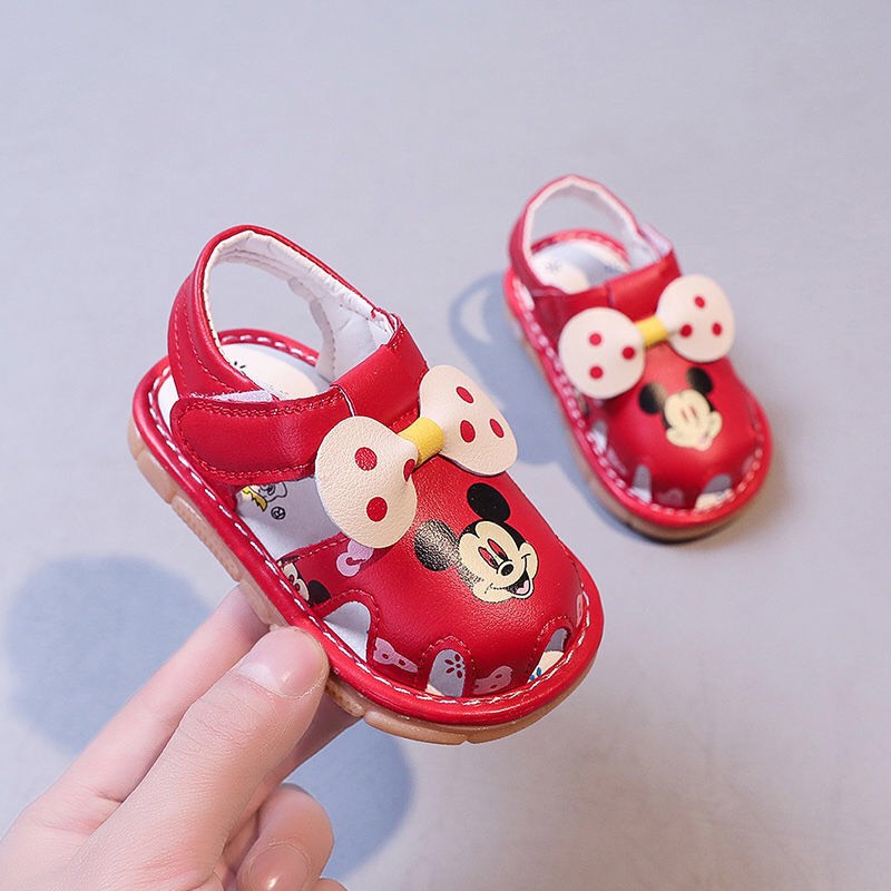 Sandal cho bé gái - Giày tập đi cho bé gái từ 6-18 tháng  đế mềm hoạt hình mickey  (A1) (sz15 - sz19)