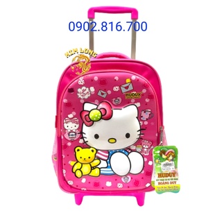 Ba lô cần kéo đi học cho bé gái cấp 1 hình Kitty - Huduy
