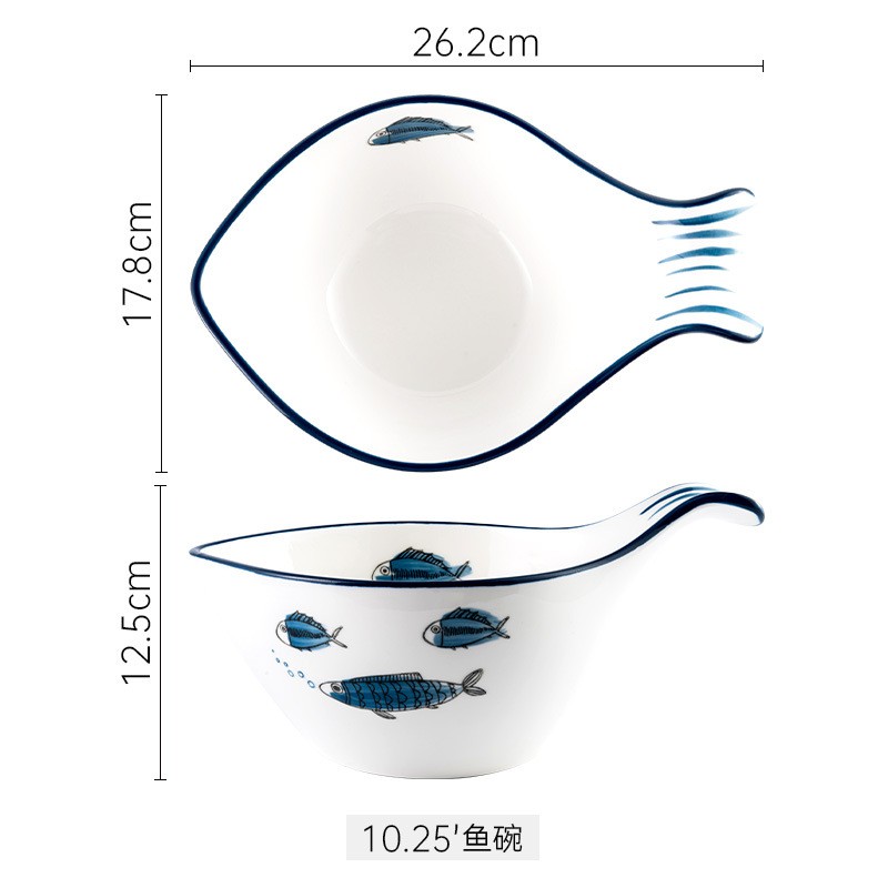 Bộ bát đĩa gốm sứ hình cá nhiều kiểu dáng