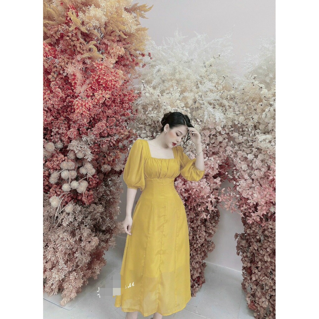 Đầm nữ tiểu thư chiffon xếp ly 2 lớp | BigBuy360 - bigbuy360.vn