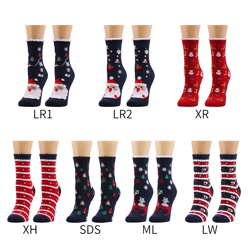 Đôi tất giữ ấm mùa đông in họa tiết giáng sinh dễ thương dành cho nữ