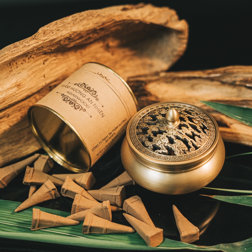 Nhang Nụ Trầm Hương An Nhiên Thượng Hạng, Nụ Trầm Xông Phòng, Thưởng Lãm Hương Thơm Ngọt Sâu NTH- Hộp 27 Viên