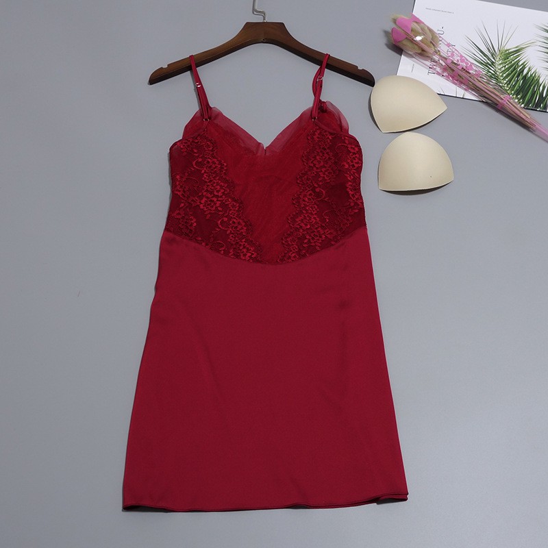 Váy ngủ sexy lụa satin bigsize có mút đệm ngực🔥Freeship 50k 🎁 đồ ngủ hai dây cao cấp phối lưới ren gợi cảm giá rẻ | BigBuy360 - bigbuy360.vn