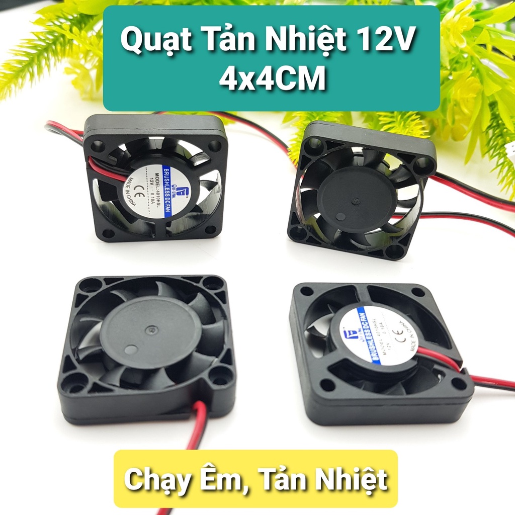 Quạt Tản Nhiệt 12V 4x4CM🍀Quạt 4CM 12V🍀Quạt Tản Hút Khí Nóng Siêu Nhỏ 4Cm 12V 2 Chân