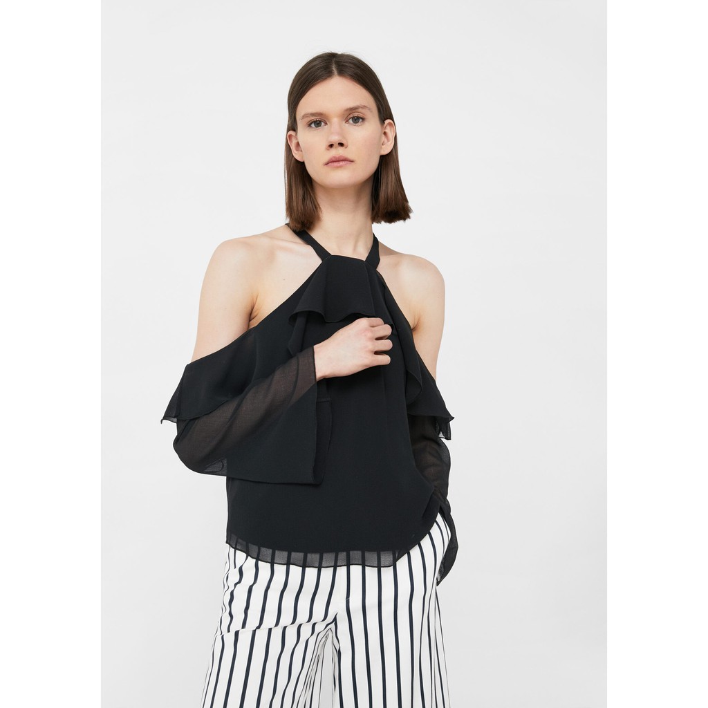 [Mã FASHIONMANGO giảm Giảm 25% tối đa 100k đơn từ 300k] Áo kiểu Mango Nữ Đen Off shoulders - 81017604