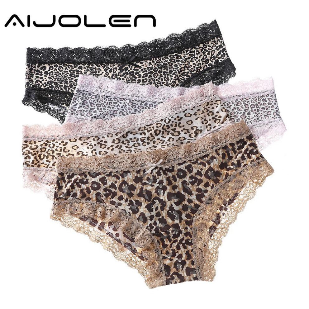 Quần lót nữ họa tiết da báo thun lạnh viền ren sexy gợi cảm