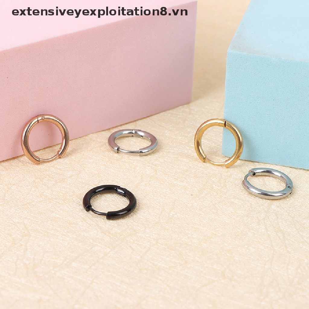 Set 5 Khuyên Tai Tròn Bằng Thép Không Gỉ Cho Nữ