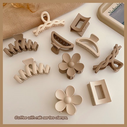 AISHG  Kẹp tóc càng cua màu sắc cà phê sữa phong cách Hàn Quốc dành cho nữ