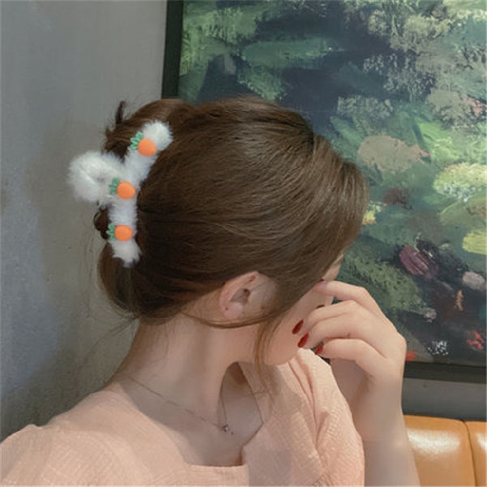 Kẹp tóc phủ lông thiết kế đơn giản dễ thương thời trang mùa thu cho nữ
