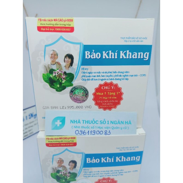 Bảo khí khang(Hộp 2 lọ-120 viên) giảm ho,khạc đờm,khó thở,giảm tái phát và biến chứng trong hen suyễn,COPD date mới nhất