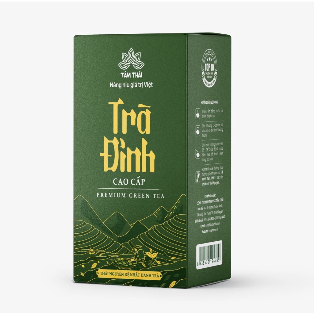 Hộp giấy quà biếu Trà Thái Nguyên 200g-Túi xách quà biếu Trà Thái Nguyên-Trà Xanh Tâm Thái