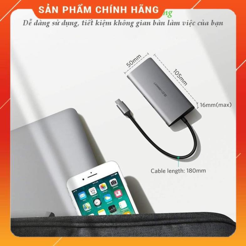 [CHÍNH HÃNG] Hub USB Type-C 8 Cổng HDMI/USB 3.0/SD/TF/LAN Gigabit (RJ45) Ugreen 50538 bảo hành 18 tháng