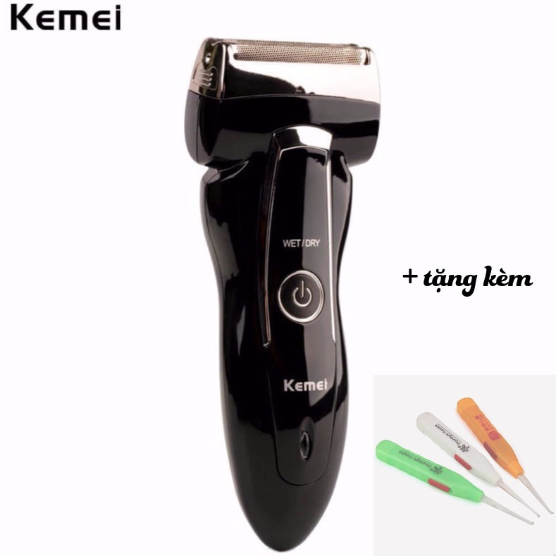  Máy cạo râu 2 lưỡi kép chính hãng Kemei 858 tặng dụng cụ lấy ráy tai có đèn  Rcàng mua càng rẻ
