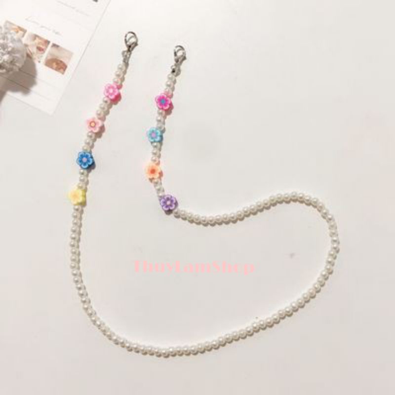 Dây đeo trang trí khẩu trang, kính mắt hình mặt cười, hoa chống rơi trượt tiện lơi thời trang