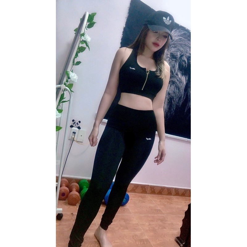 Bộ tập Gym, Yoga, Zumba, Aerobic nữ,quần dài áo bra  set kéo khoá phối lưới cao cấp Hg Sport SDBR05