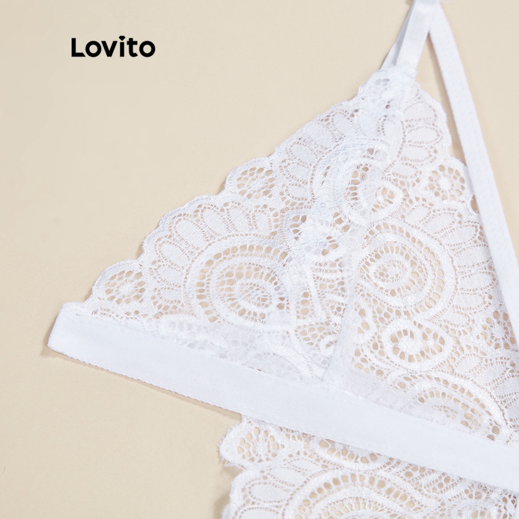 Đồ lót Lovito vải ren xuyên thấu dây chéo Teddy sexy L17X476 (Màu trắng/Màu đen) | WebRaoVat - webraovat.net.vn