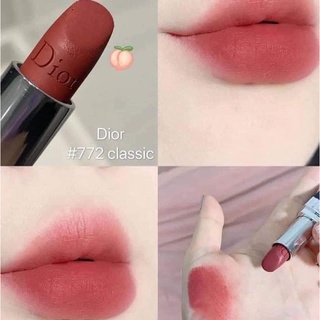 Son Dior 772 Classis Matte hồng đất mini unbox
