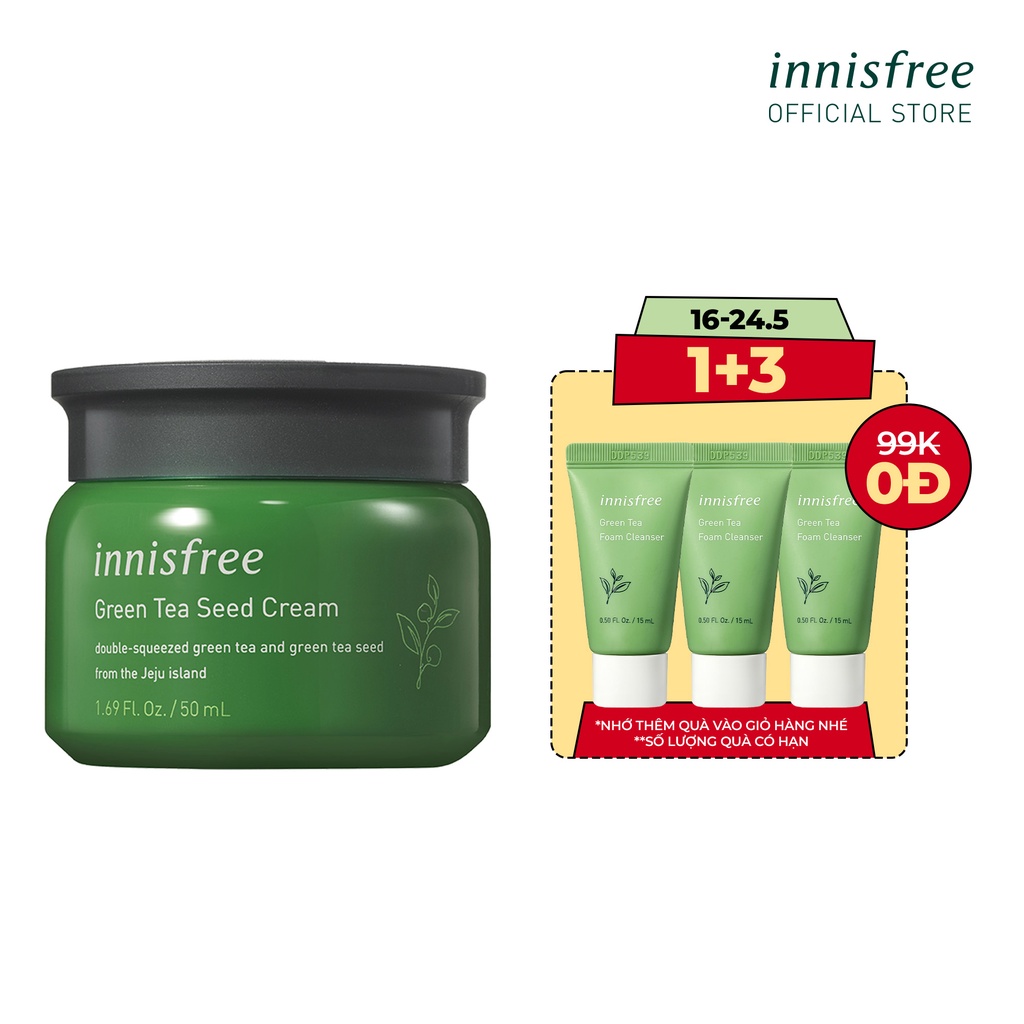 [Mã COSIF05 giảm 10% đơn 400K] Kem dưỡng ẩm innisfree Green Tea Seed Cream 50ml