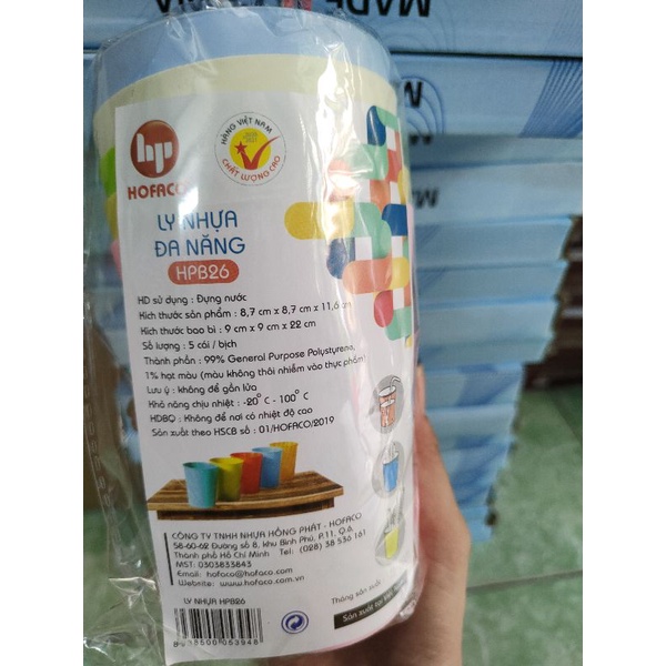 hình thật combo 5 ly uống nước bằng nhựa nhiều màu nhiều họa tiết, ly, tách uống nước sử dụng an toàn