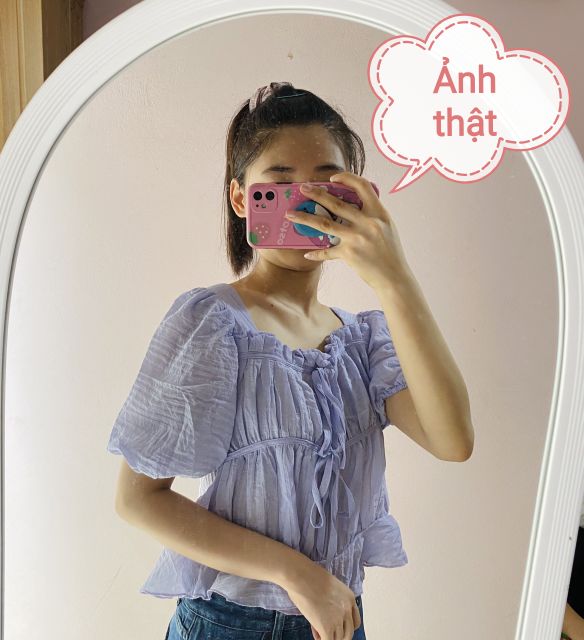 Hàng có sẵn - Áo cổ vuông kiểu dáng babydoll siêu xinh