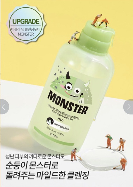 Nước tẩy trang sạch sâu Etude House Monster  Micellar Deep Cleansing Water