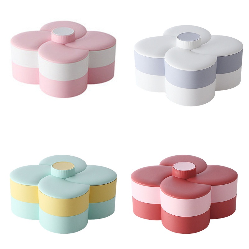 Hộp Đựng Kẹo Có Nắp Hình Cánh Hoa 2 Tầng Siêu Xoay Sắp Xếp Gọn Gàng Cho Nhà Hàng / Bàn Ăn