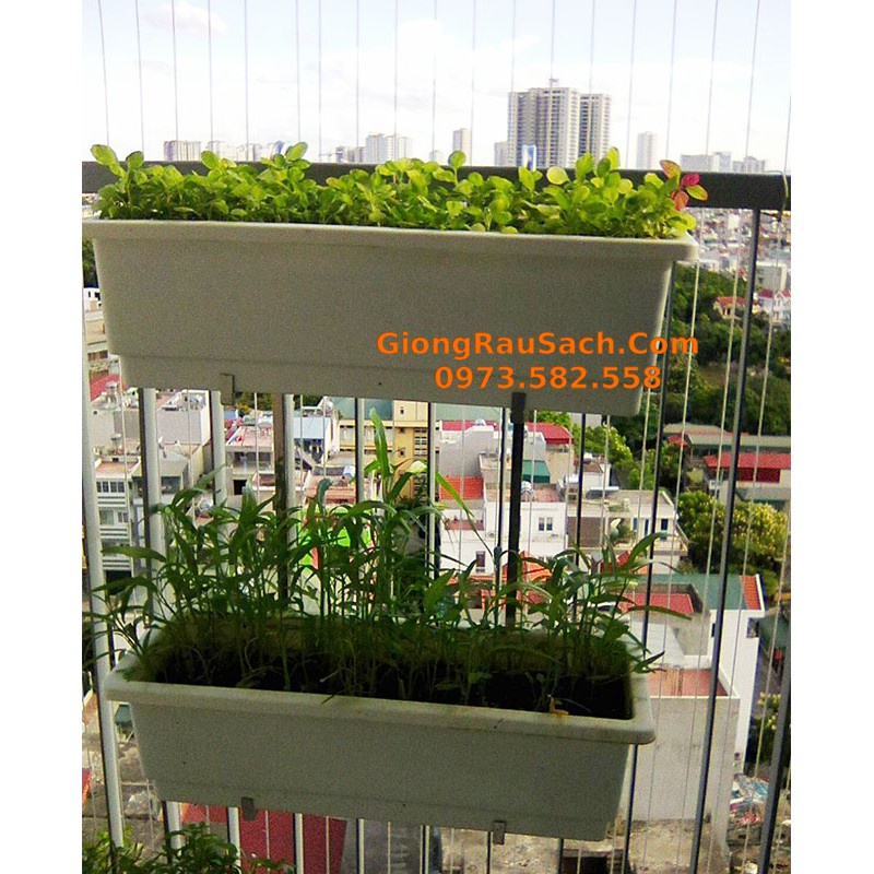 Giá Móc Treo 2 Tầng Trồng Rau/ Hoa - Treo Ban Công/ Lan Can - Thông Minh Bền Đẹp - Chưa Bao Gồm Chậu