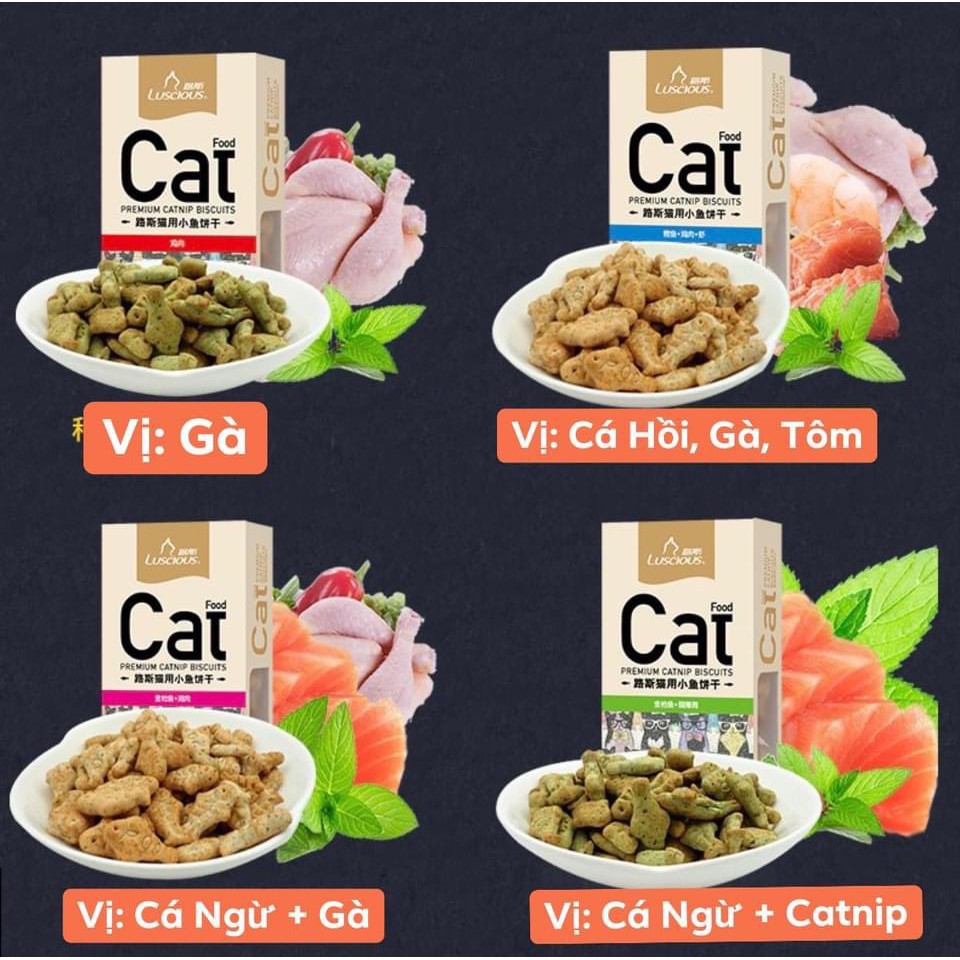 Bánh Thưởng Catnip Luscious Cho Mèo - Tốt Cho Hệ Tiêu Hóa Mèo - Tiêu Búi Lông - Tăng Tương Tác Mèo Và Chủ