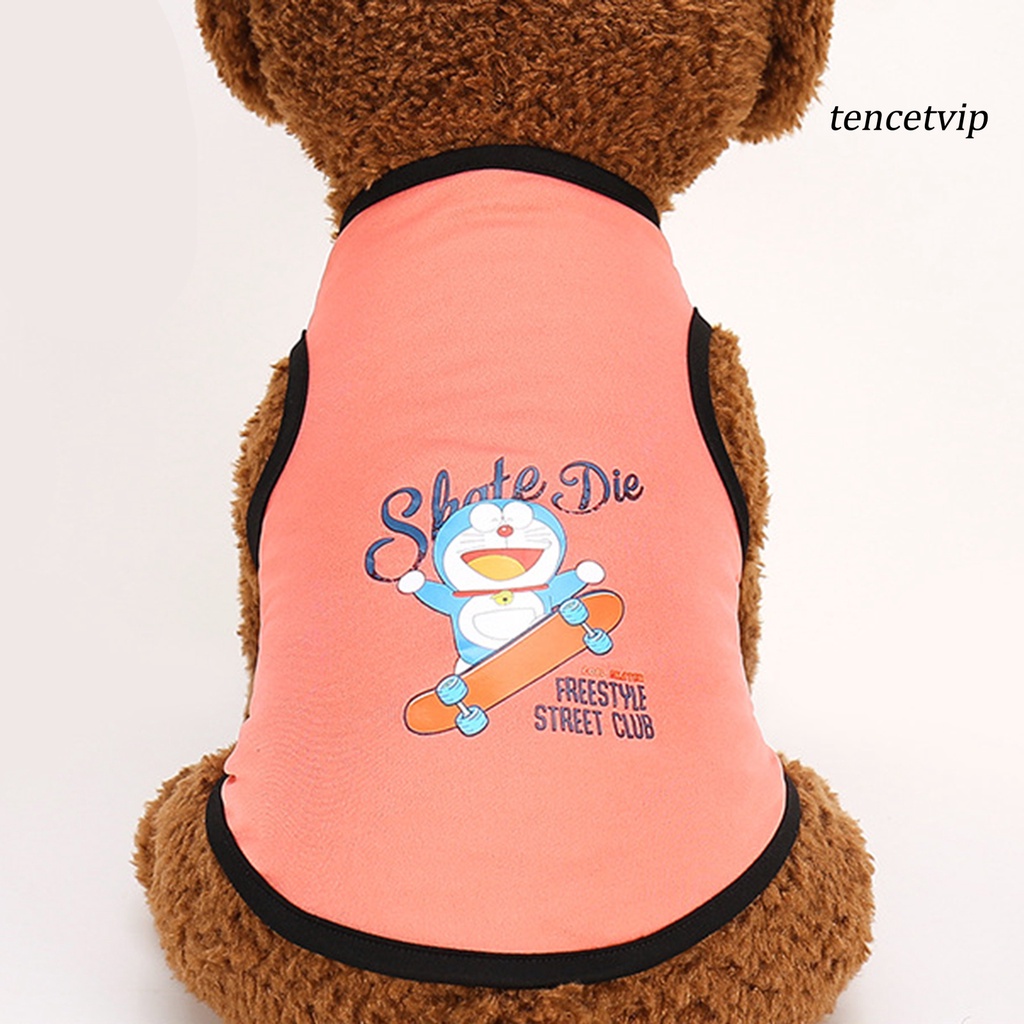 Áo thun cổ tròn in hình Doraemon xỏ 2 chân cho thú cưng