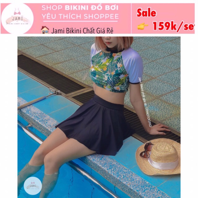 [Mã FATHANG5 giảm 10K đơn 50K] Đồ bơi nữ hoa lá đồ bơi học sinh bikini giá rẻ đi biển váy quần kín dễ thương - atd30