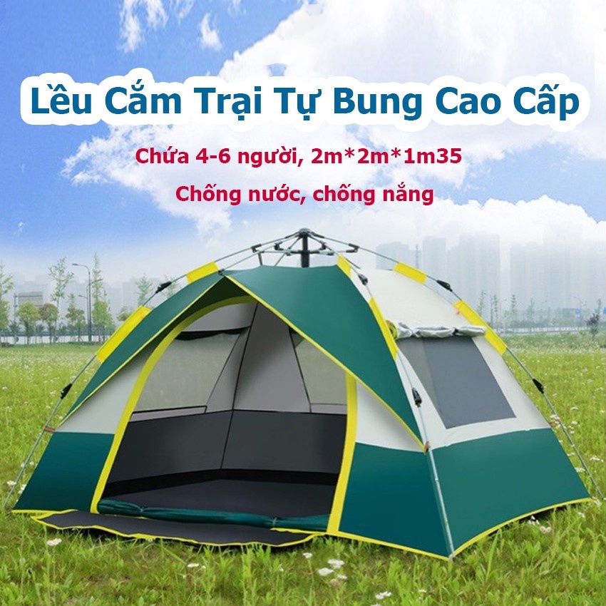 Lều cắm trại 2 người 4 người tự bung du lịch dã ngoại thoáng mát chống nước cách nhiệt ledsun