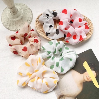 Scrunchies Dây Cột Tóc Voan Trái Tim