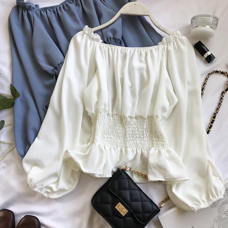 Gói❥Áo sơ mi voan dài tay hở vai xinh xắn dành cho nữ